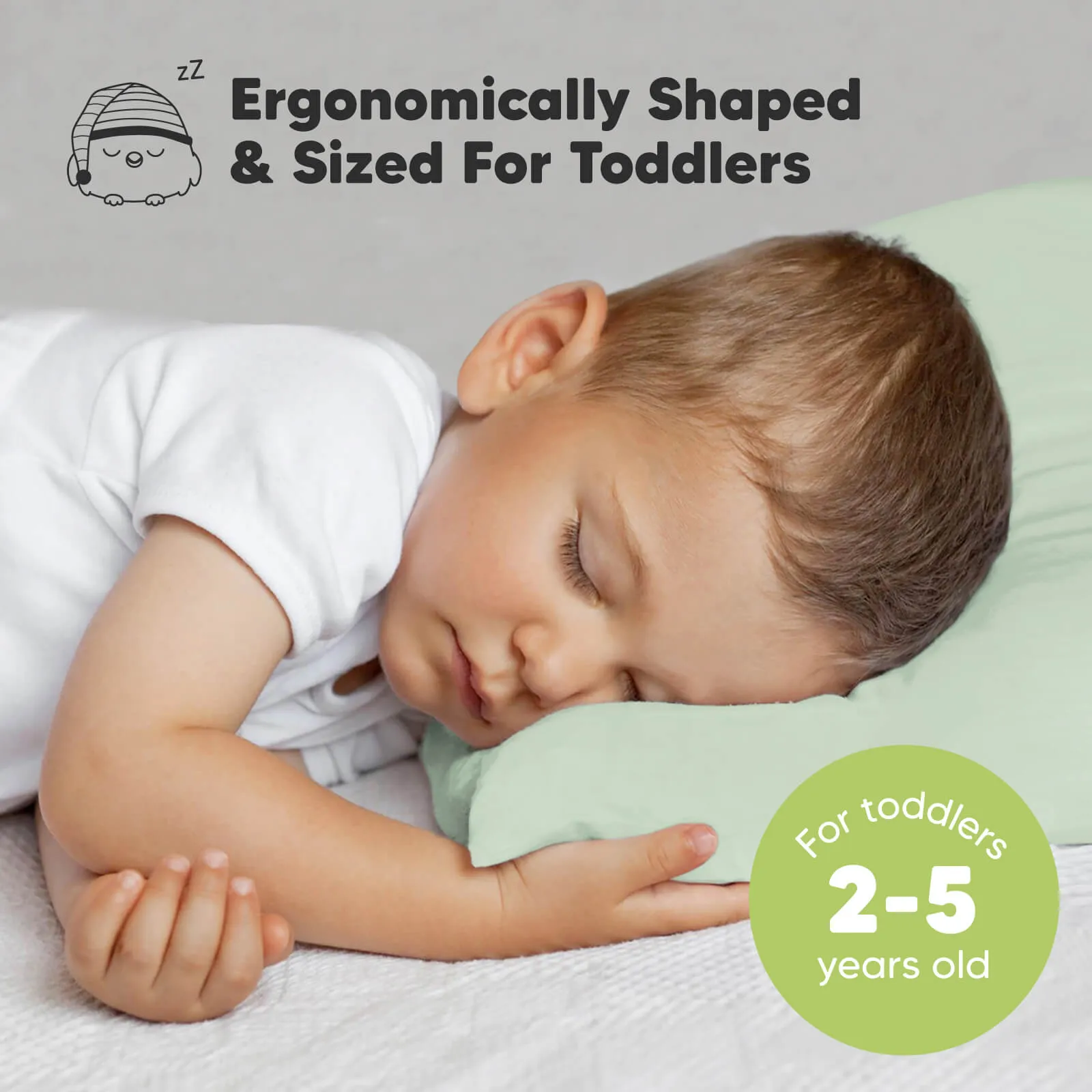 Jumbo Toddler Pillow with Pillowcase (Sage)