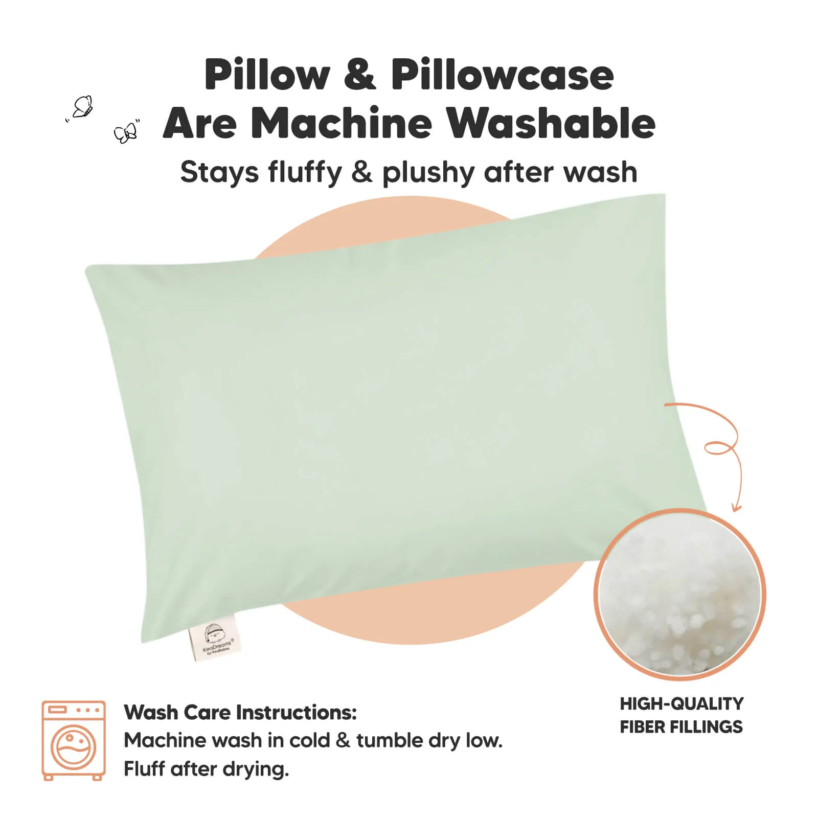 Jumbo Toddler Pillow with Pillowcase (Sage)