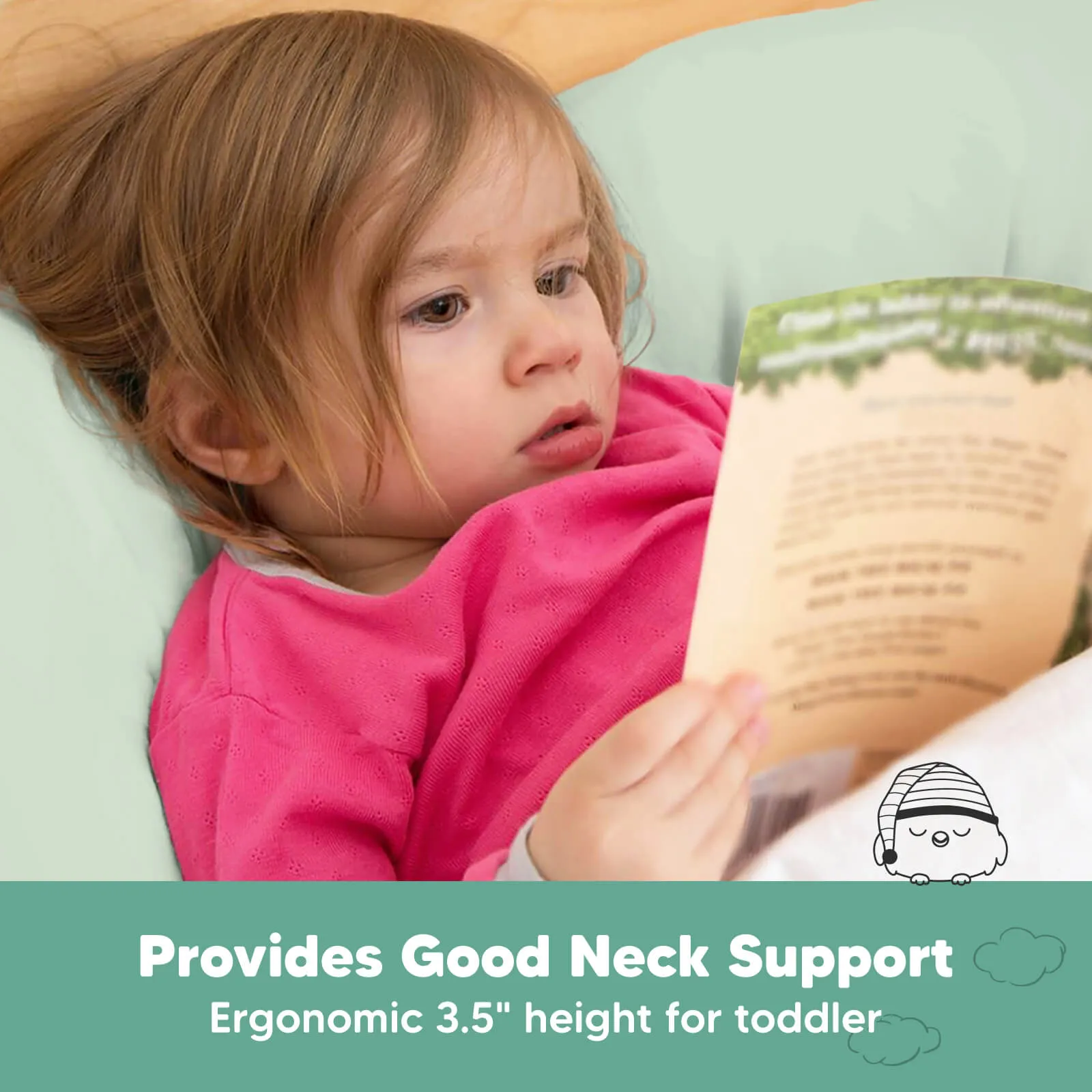 Jumbo Toddler Pillow with Pillowcase (Sage)