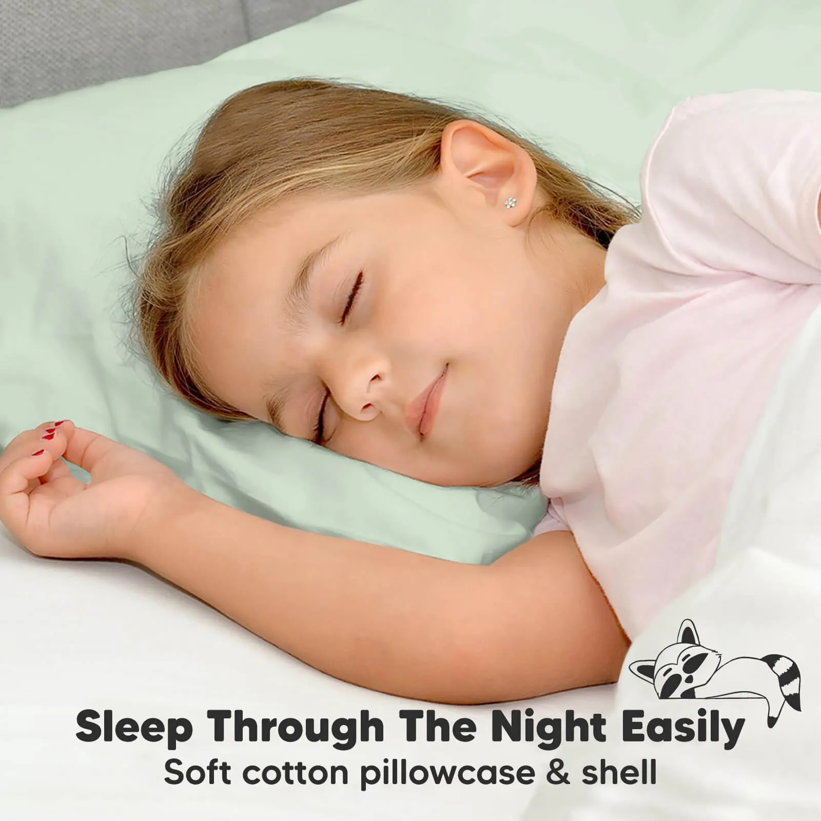 Jumbo Toddler Pillow with Pillowcase (Sage)