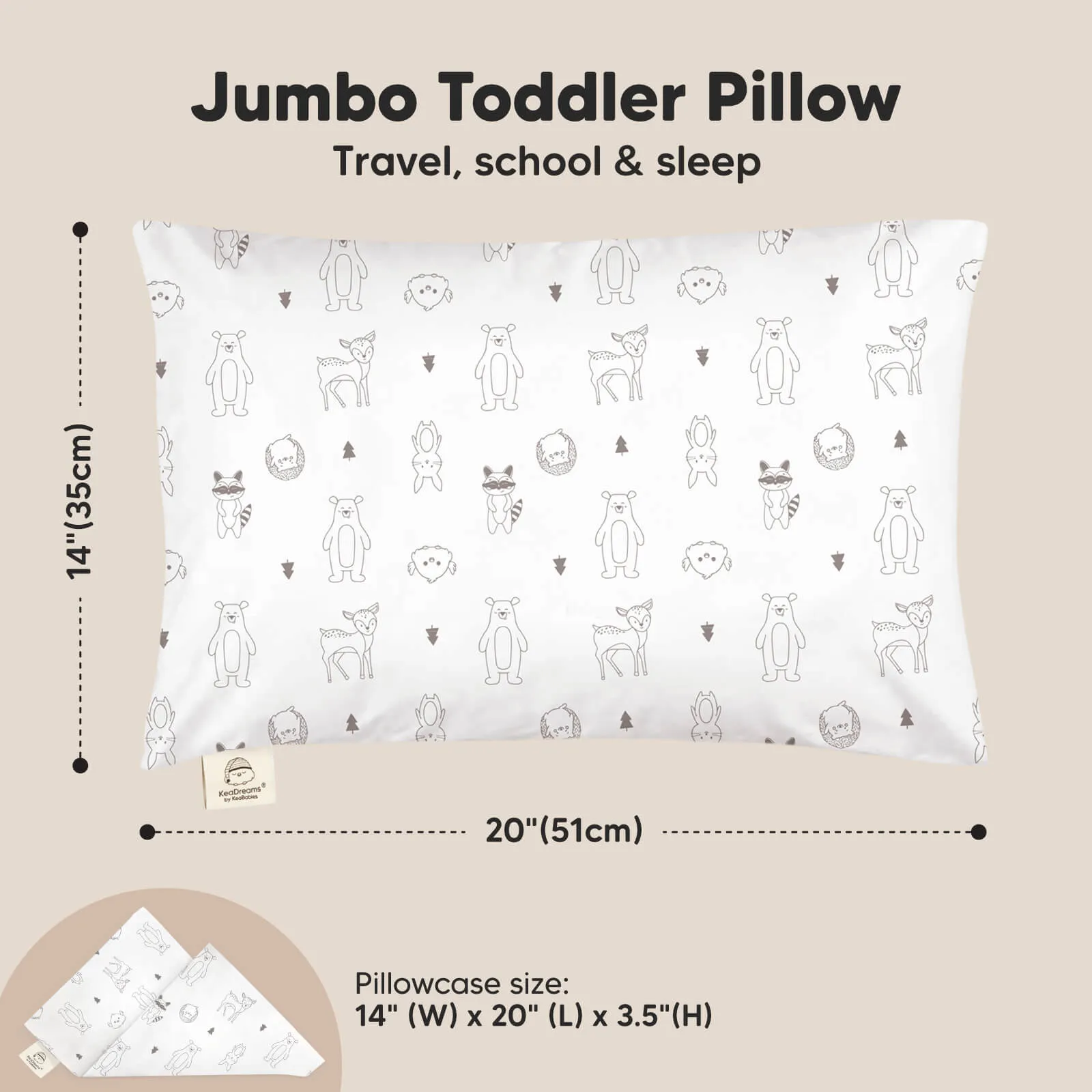 Jumbo Toddler Pillow with Pillowcase