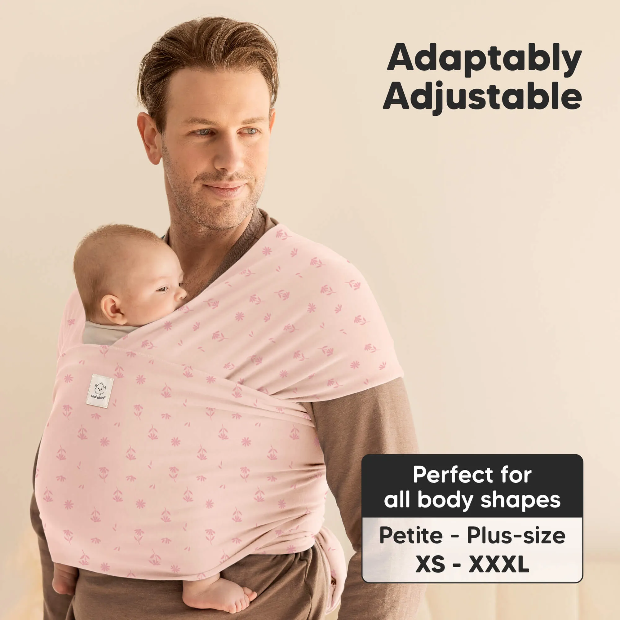 KeaBabies Original Wrap Carrier (Pink Daisies)