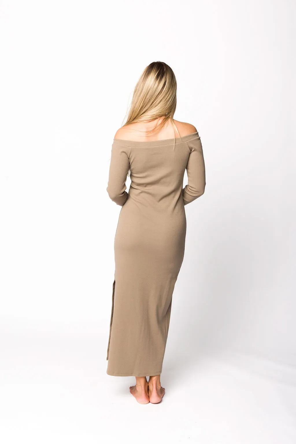 Leola Maxi Dress in Burnt Taupe