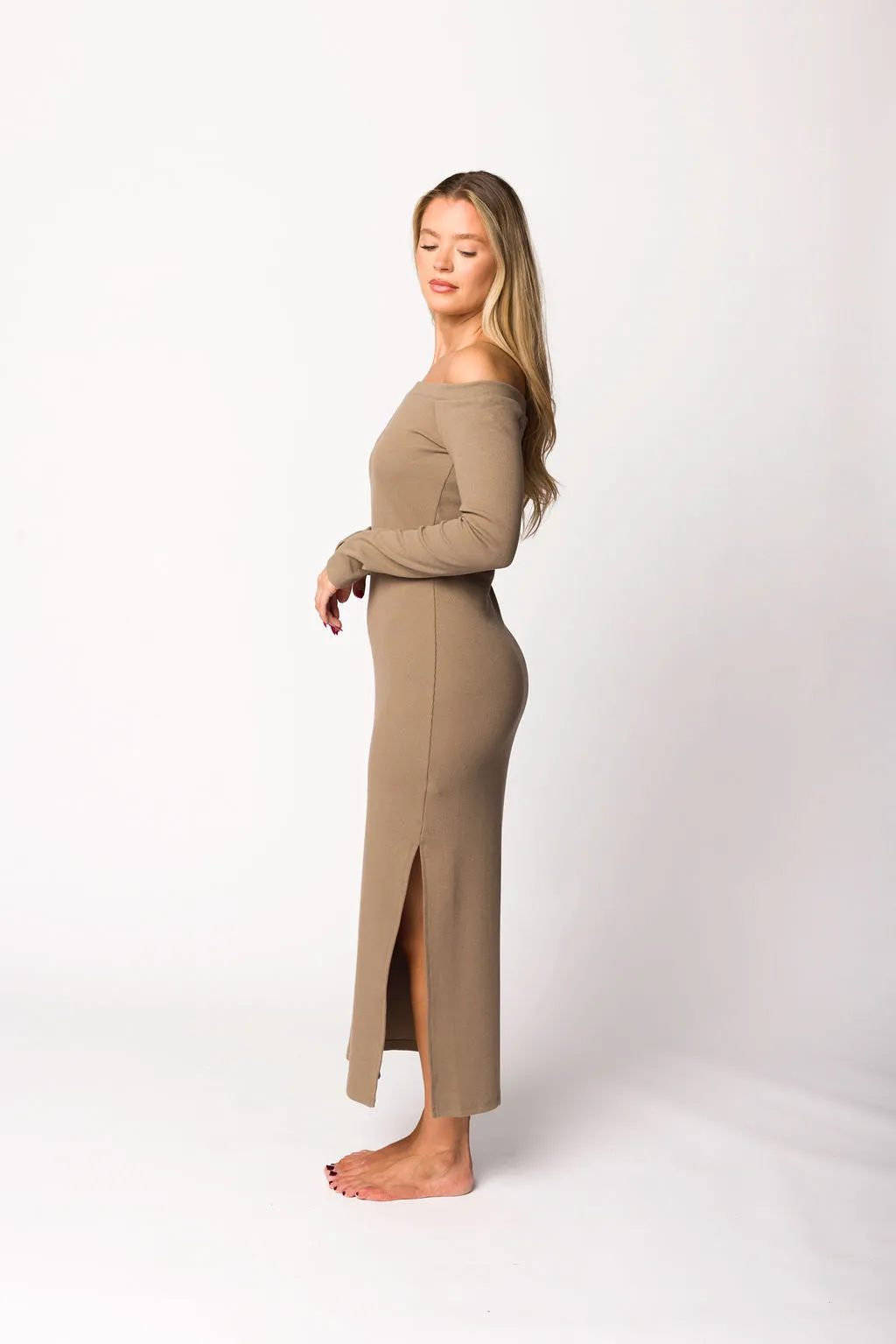 Leola Maxi Dress in Burnt Taupe