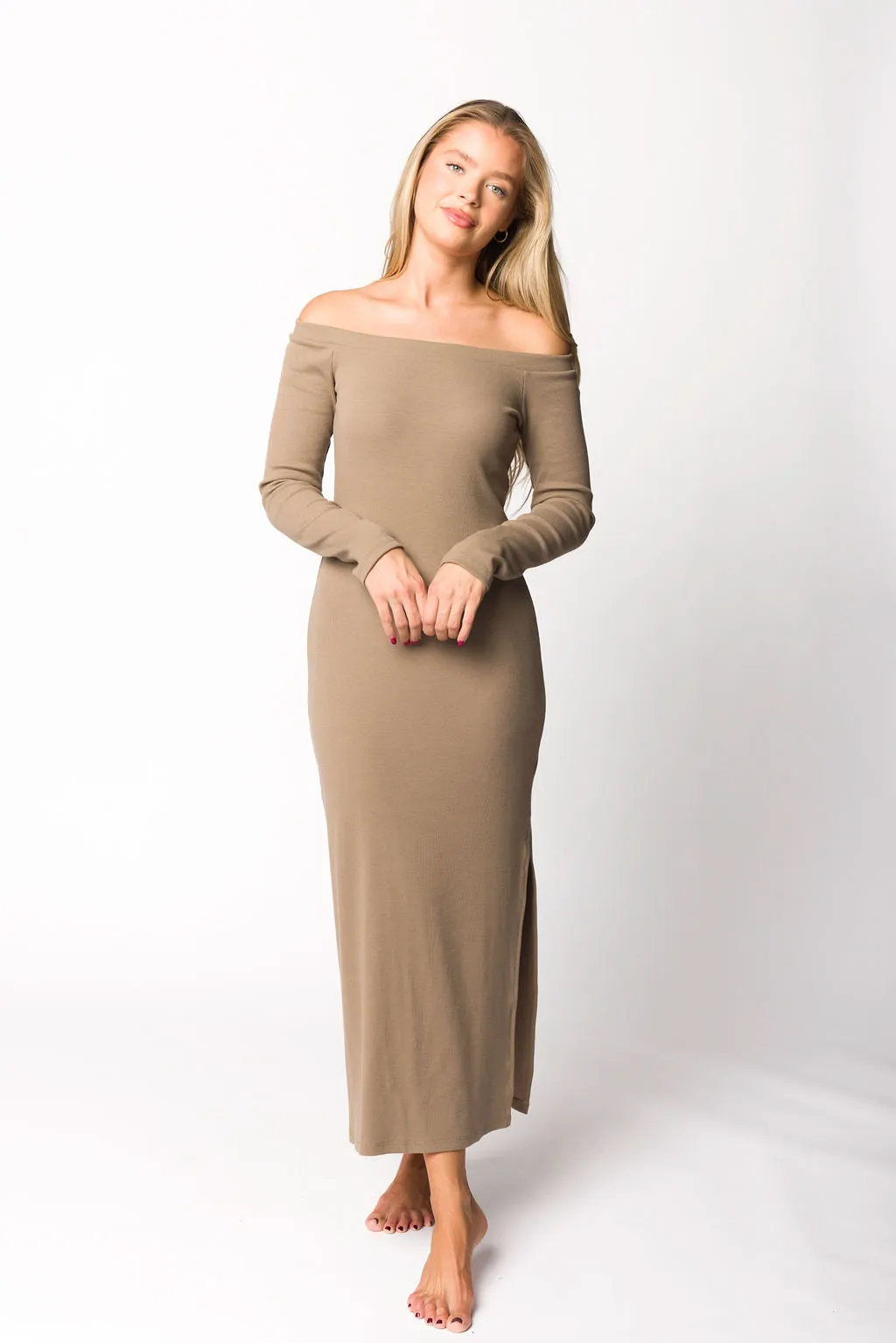 Leola Maxi Dress in Burnt Taupe