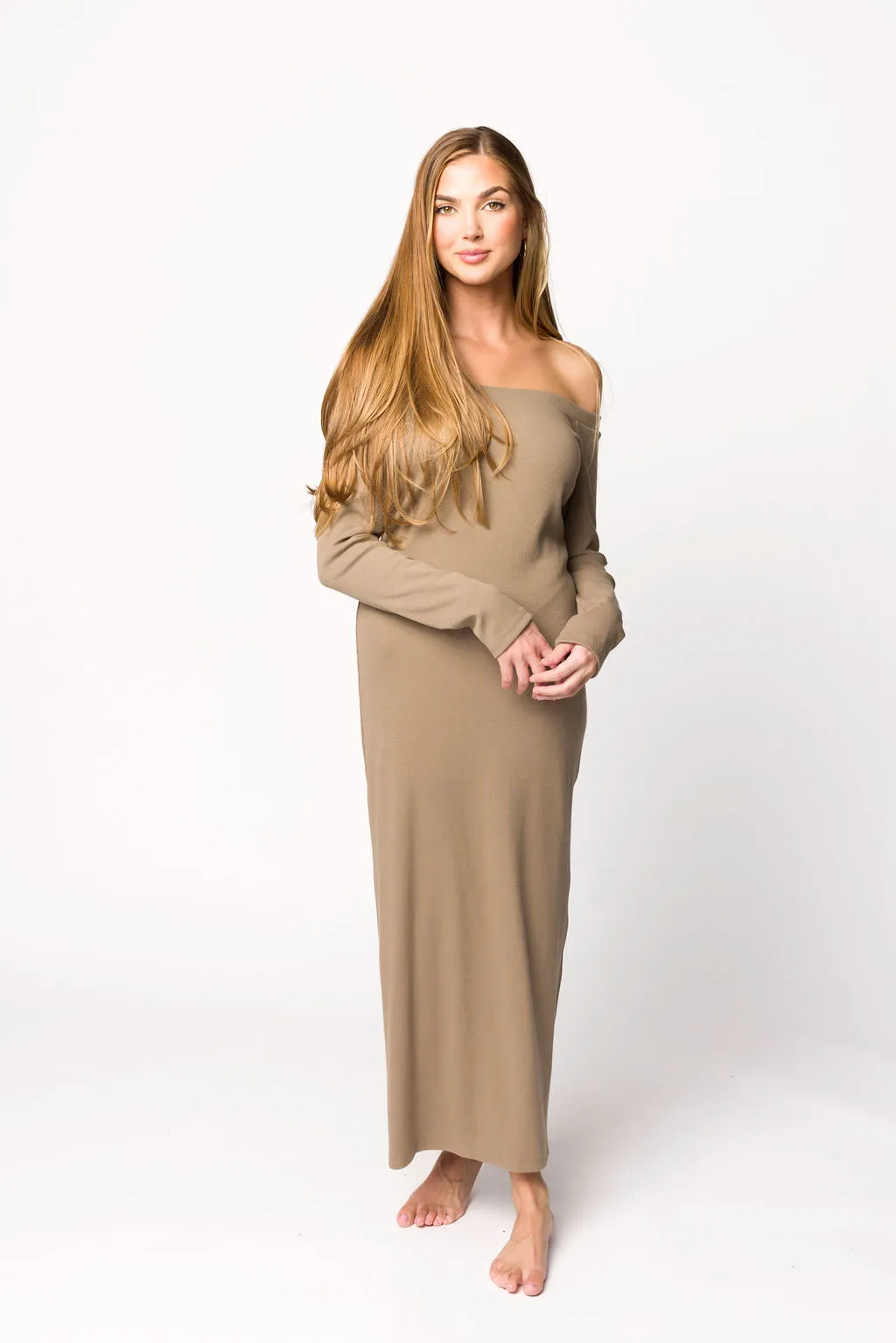 Leola Maxi Dress in Burnt Taupe