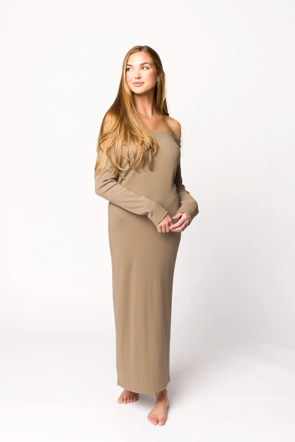 Leola Maxi Dress in Burnt Taupe