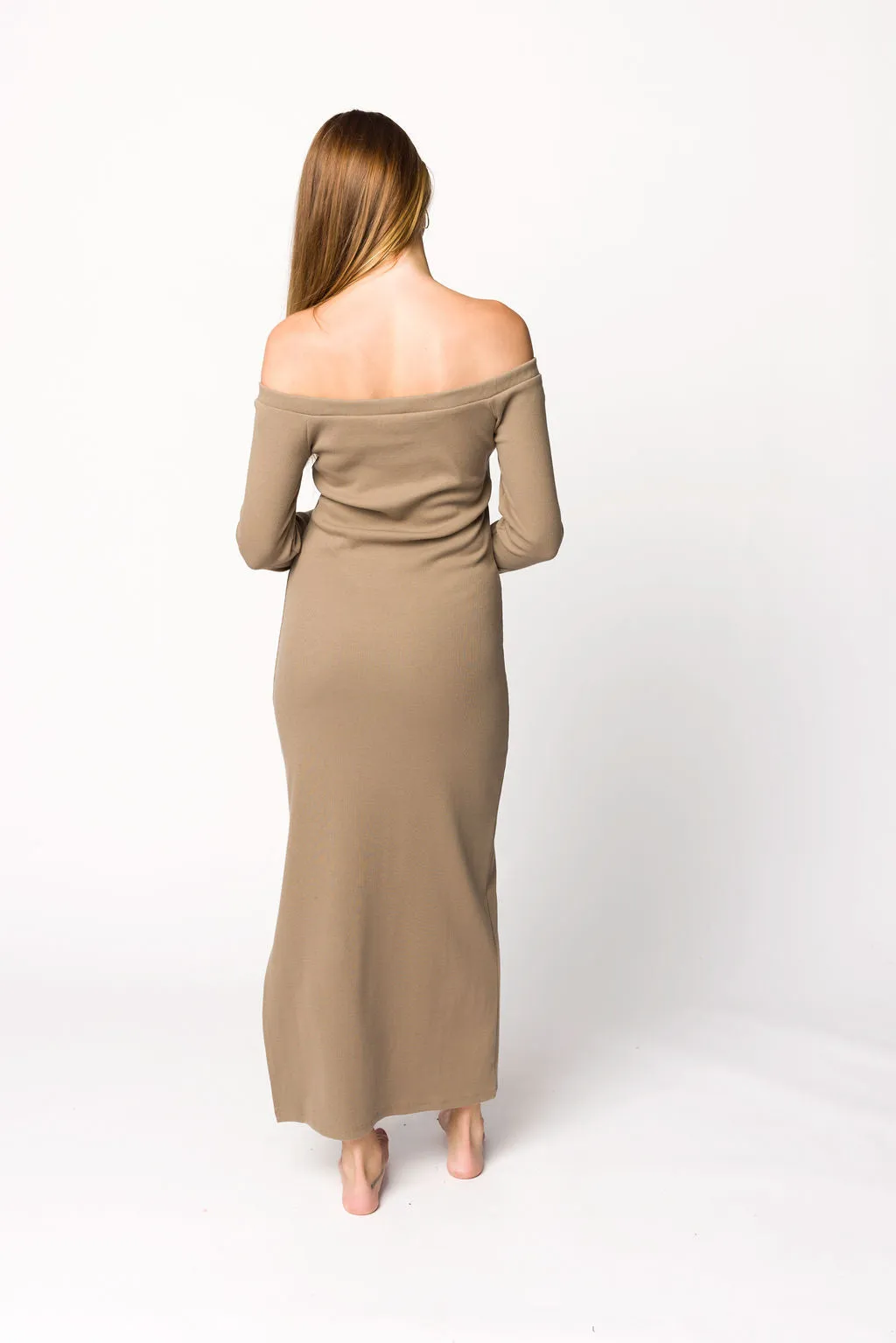 Leola Maxi Dress in Burnt Taupe