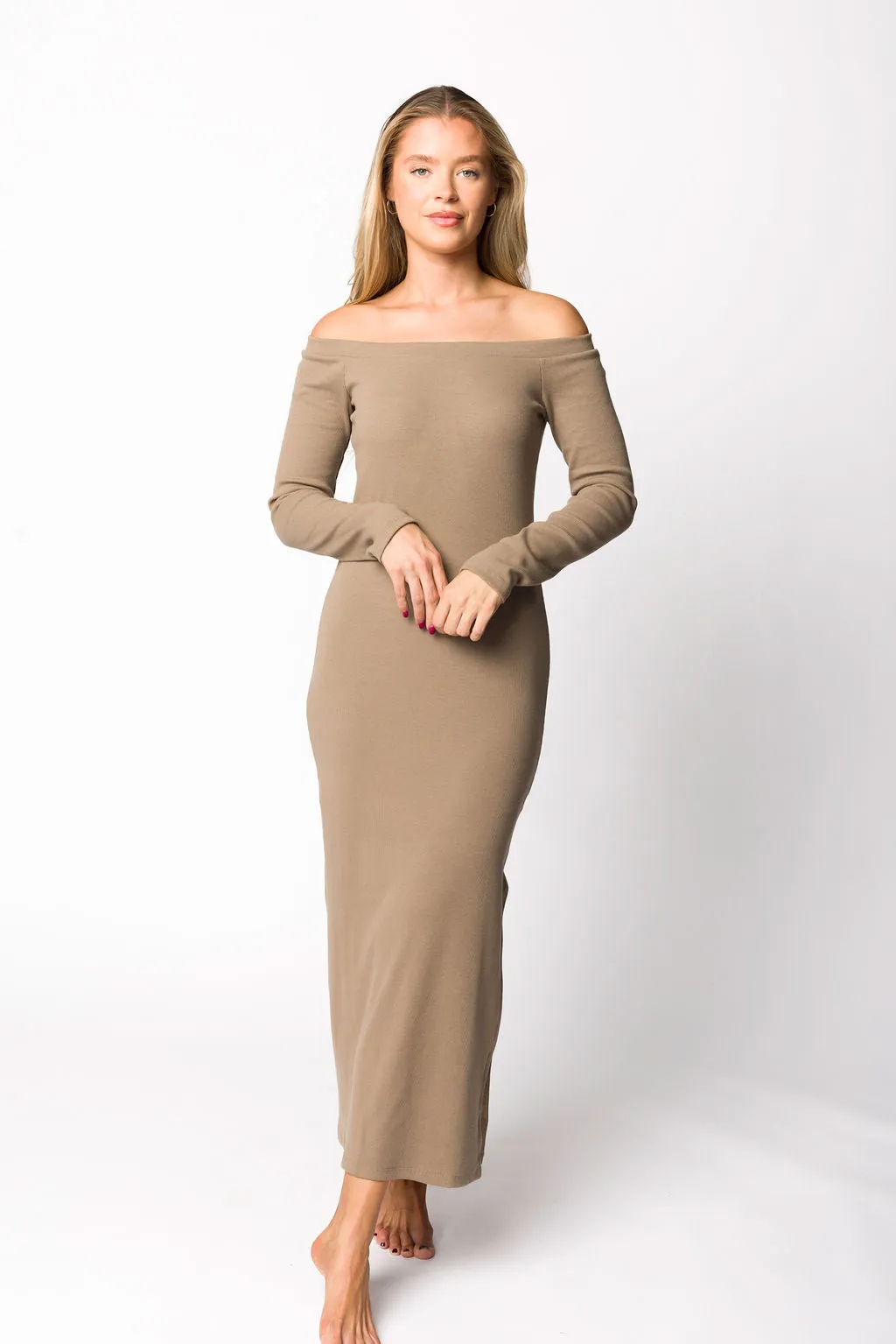 Leola Maxi Dress in Burnt Taupe