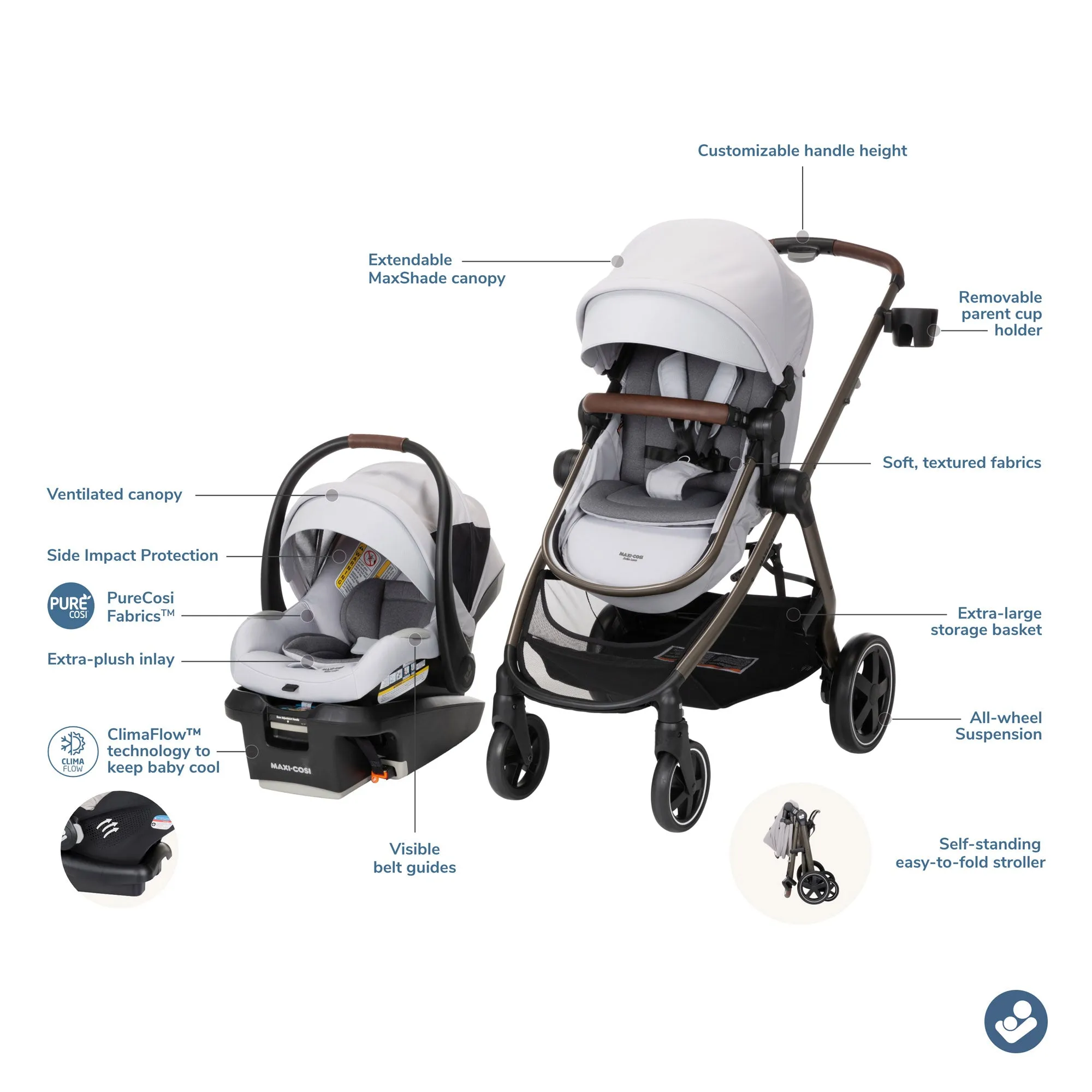 Maxi-Cosi Zelia2 Luxe  5-in-1 Travel System with Mico Luxe 