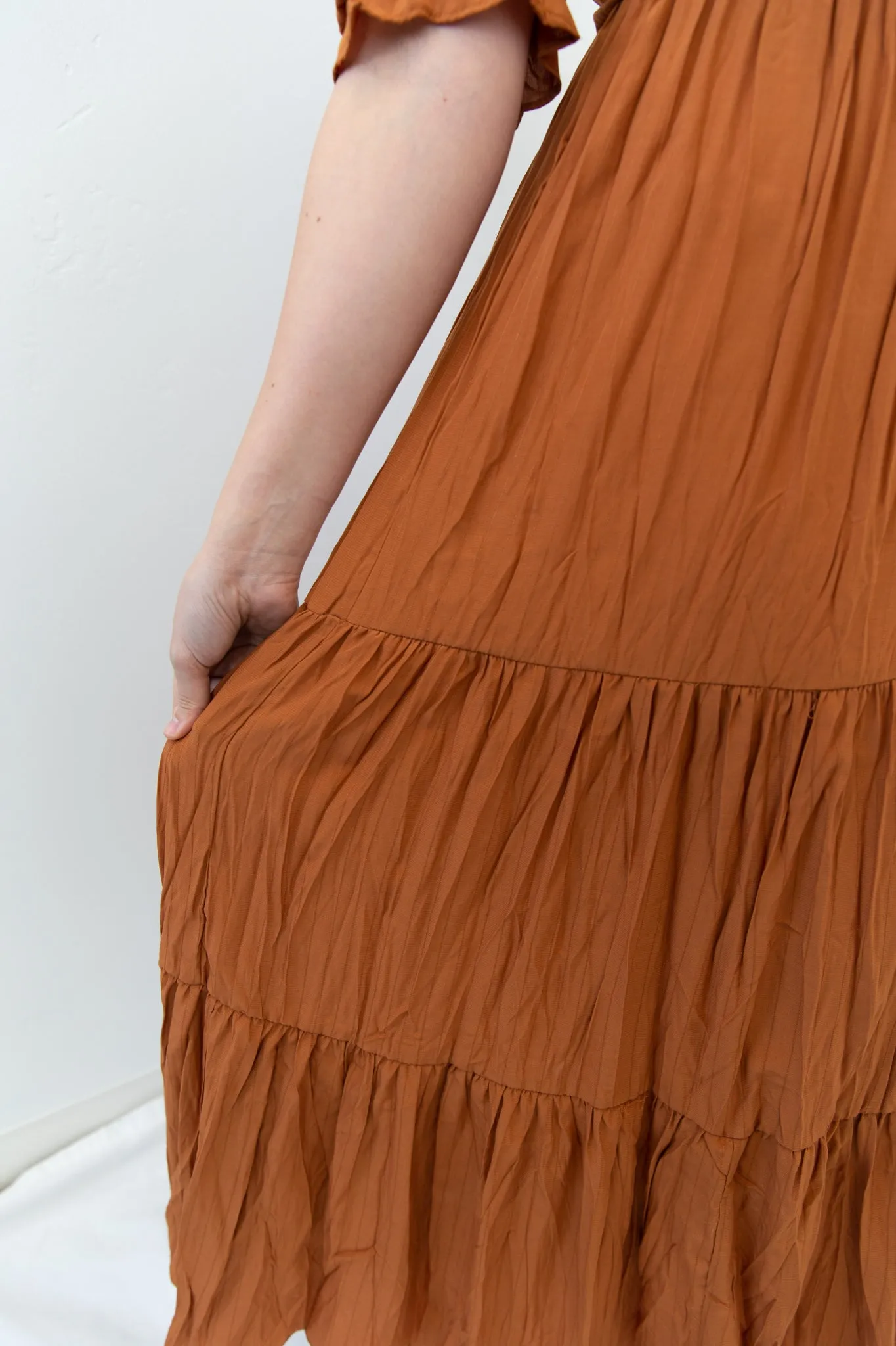 Maxi Dress with Mock Neck Self Tie Detail - Ginger