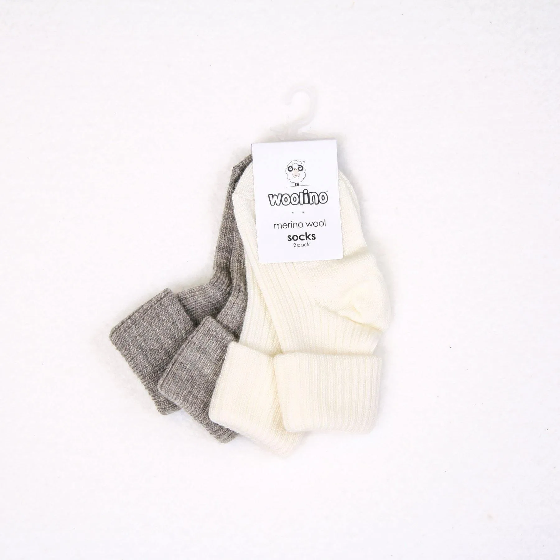 Merino Wool Baby Socks - 2 Pairs - Gray/White - FINAL SALE