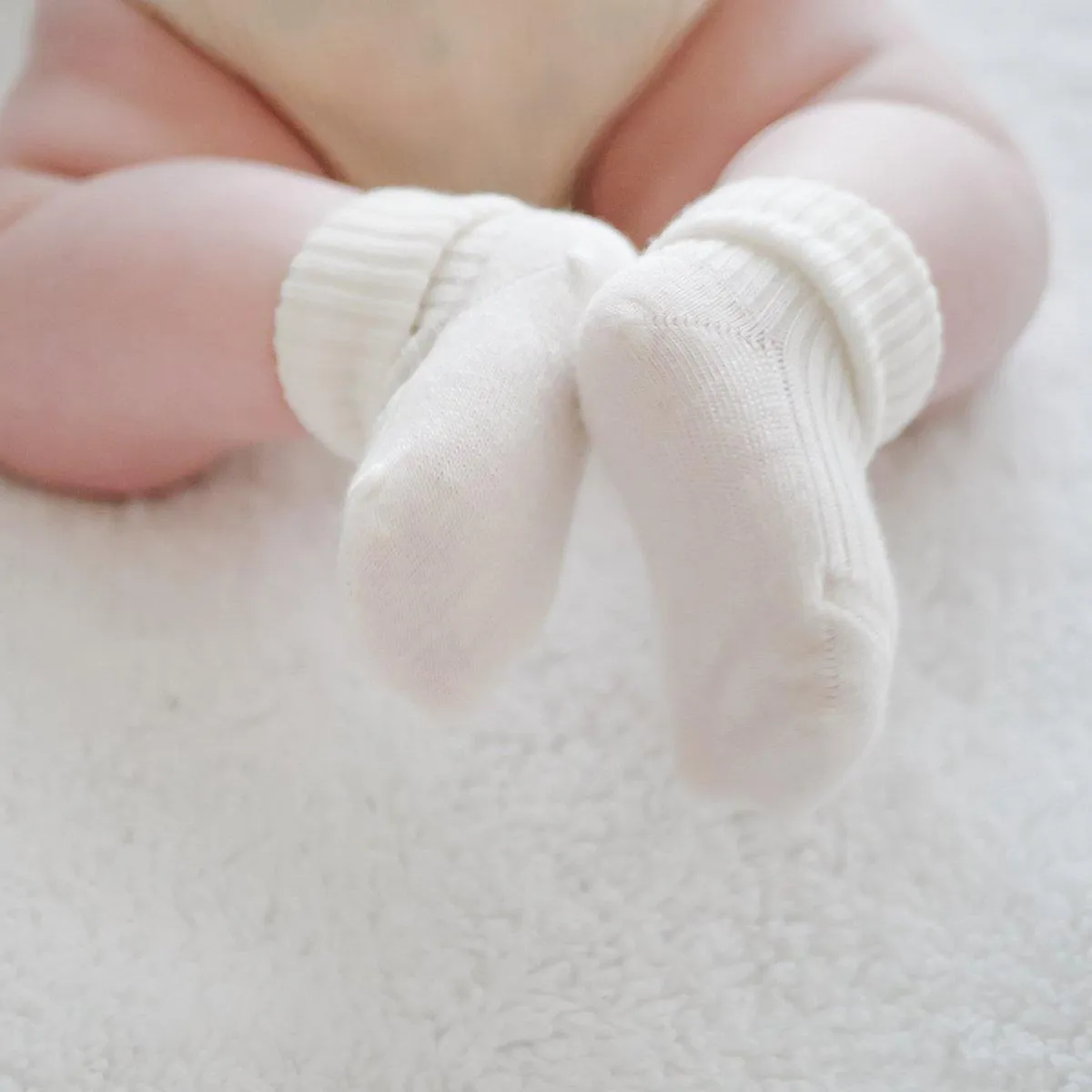 Merino Wool Baby Socks - 2 Pairs - Gray/White - FINAL SALE