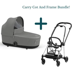 Mios3 Carry Cot with Chrome Frame - Pearl Grey