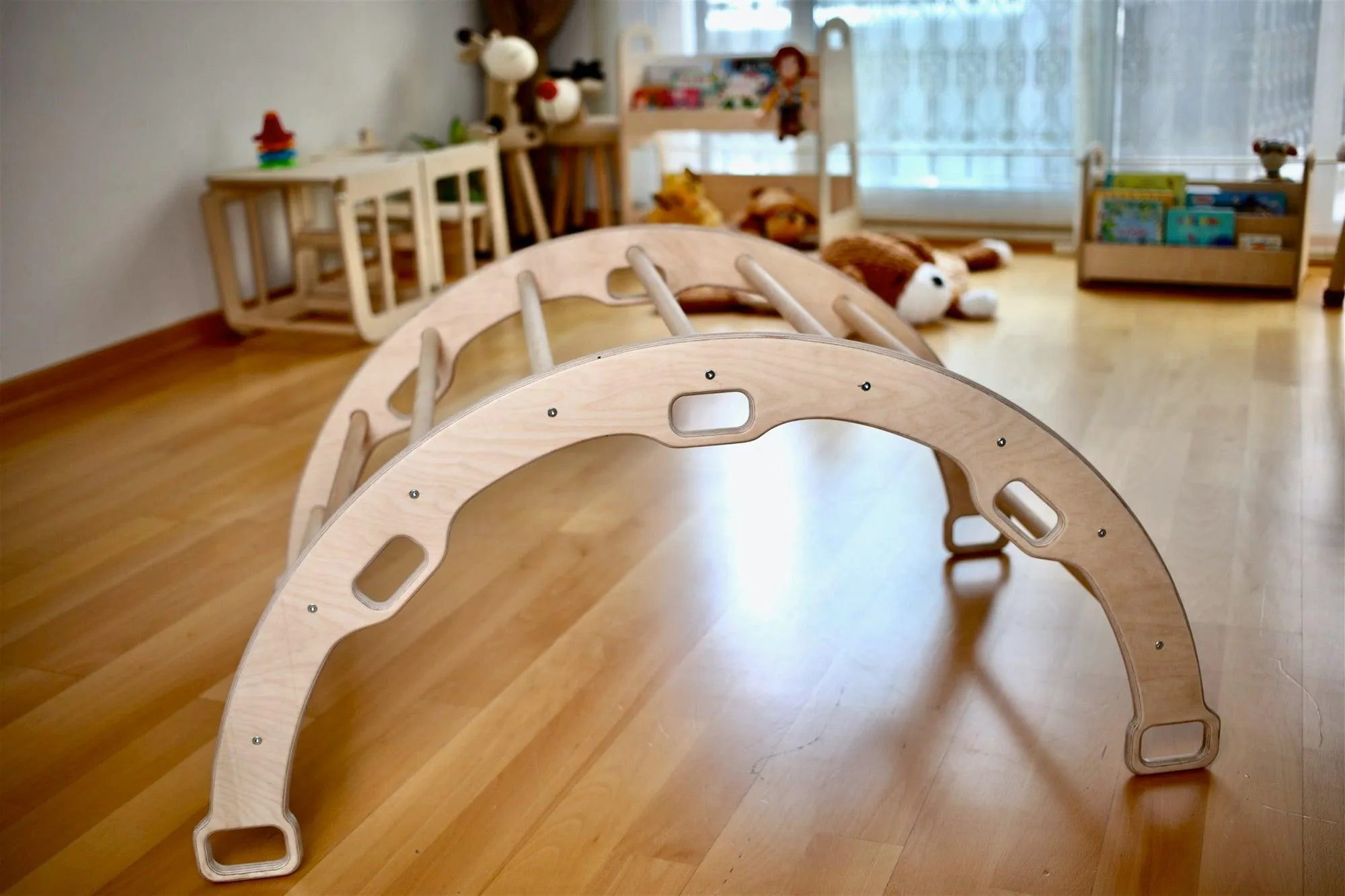 Montessori Climbing Arch Rocker With 2 Ramps and Pillow