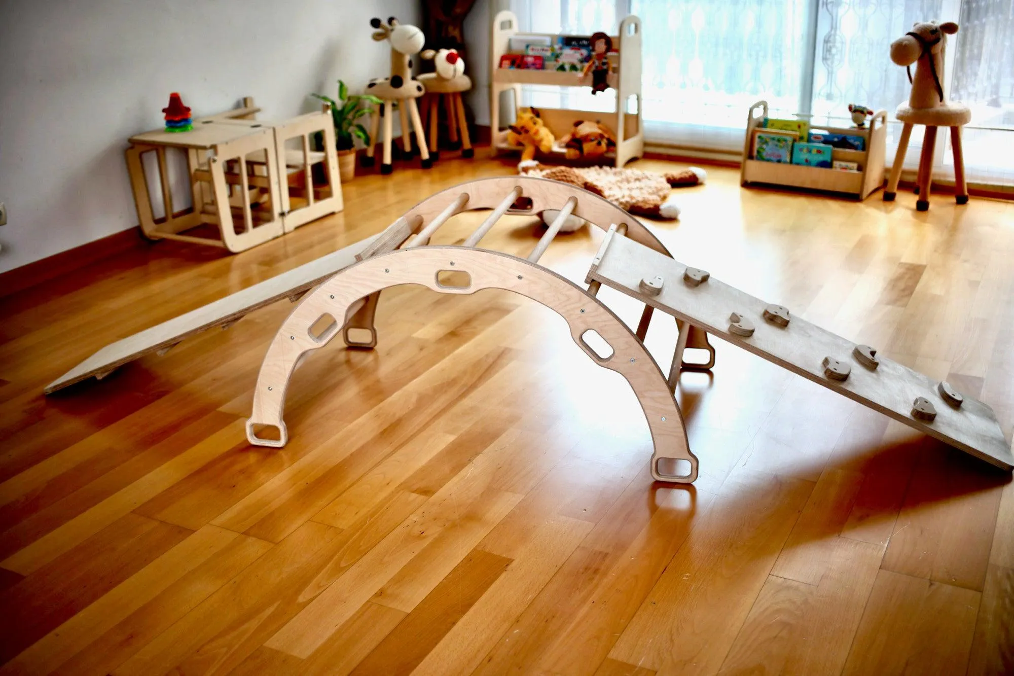 Montessori Climbing Arch Rocker With 2 Ramps and Pillow