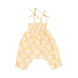Muslin Smocked Romper - Yellow Mod Daisy