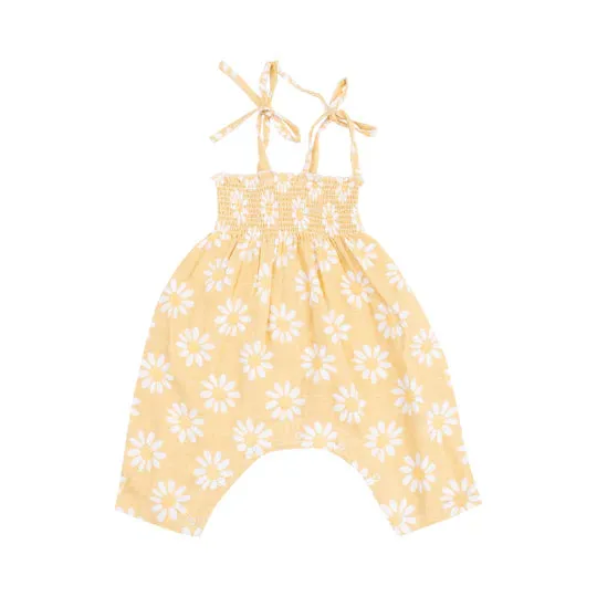 Muslin Smocked Romper - Yellow Mod Daisy