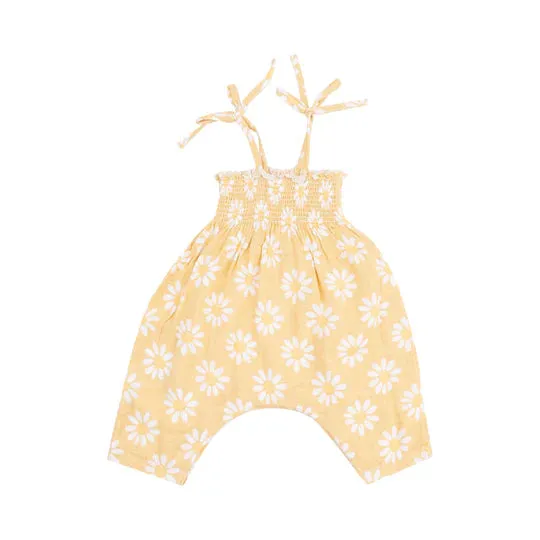 Muslin Smocked Romper - Yellow Mod Daisy