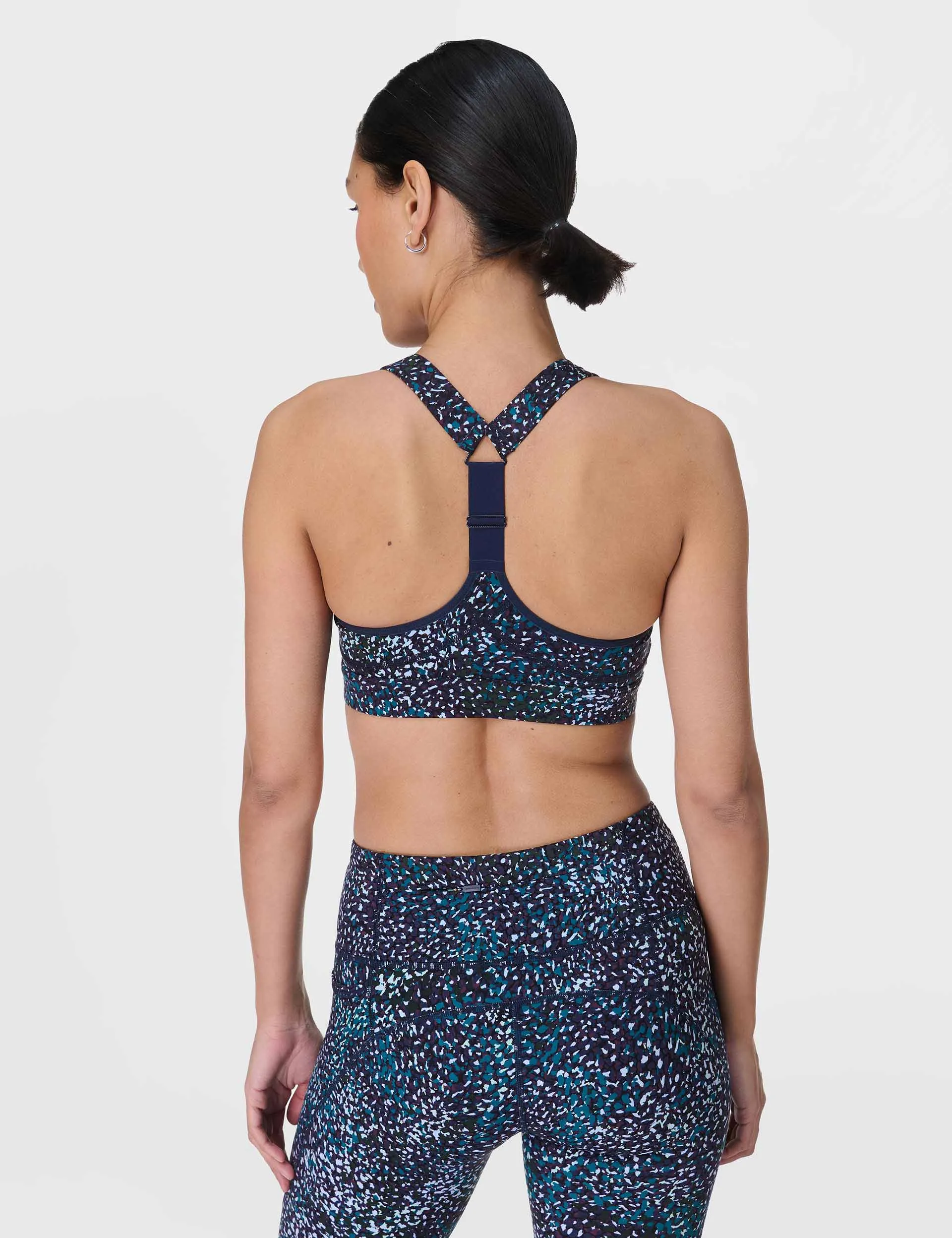 Power Medium Support Sports Bra - Blue Aurora Print