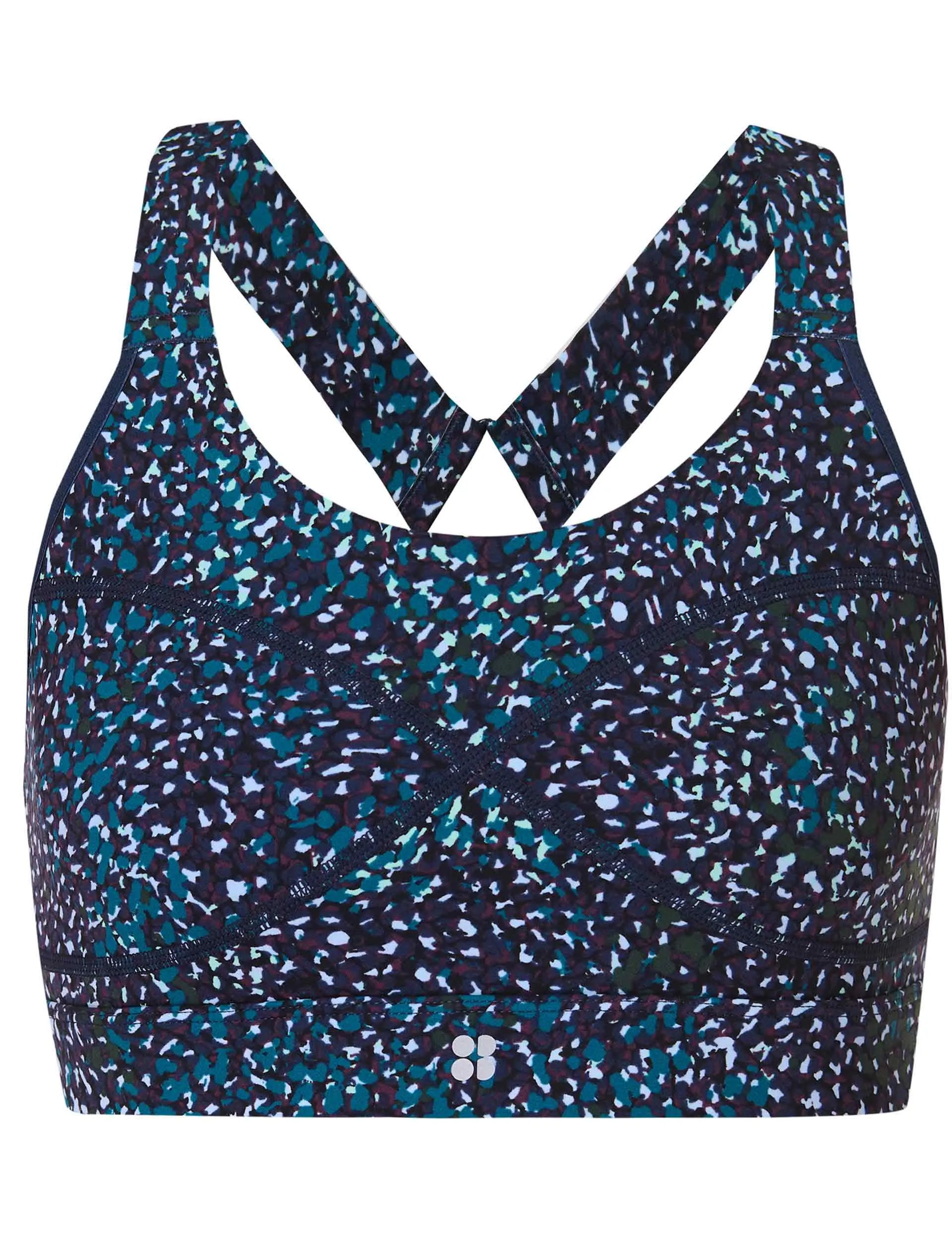 Power Medium Support Sports Bra - Blue Aurora Print