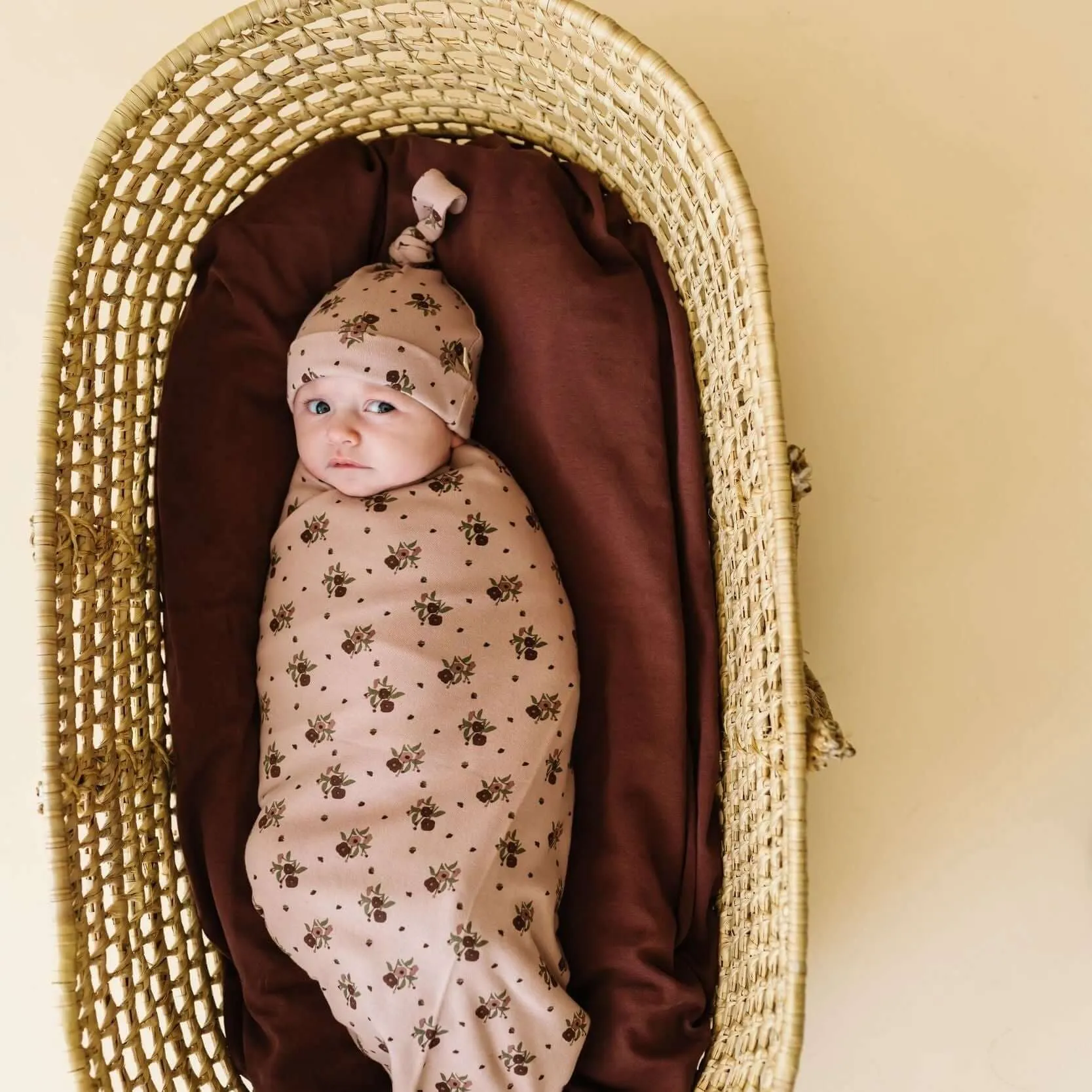 Rose Ditsy | Organic Swaddle Blanket & Hat