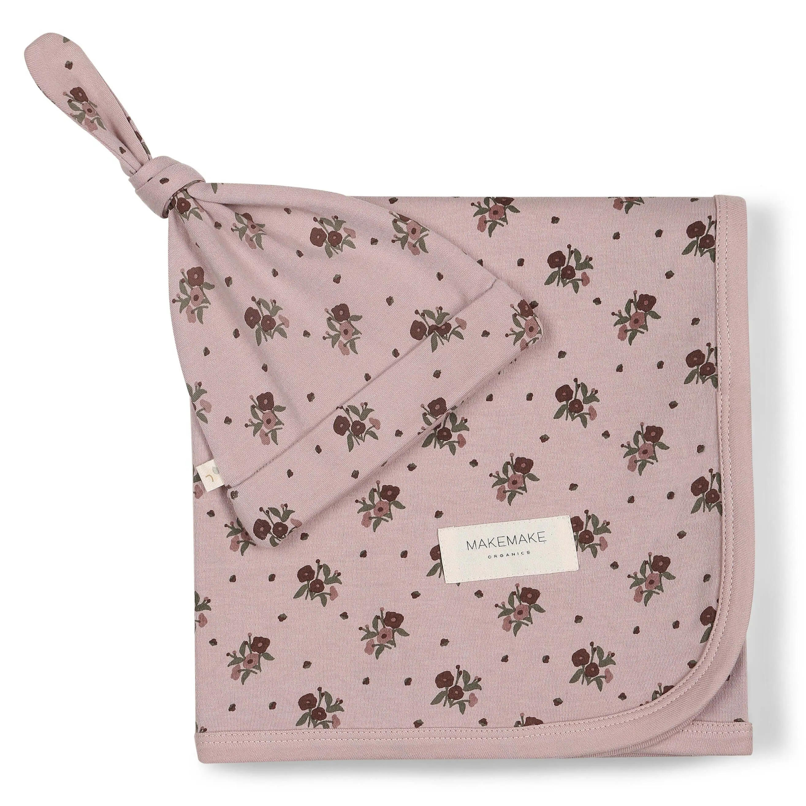 Rose Ditsy | Organic Swaddle Blanket & Hat