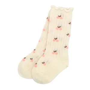 Scalloped Floral Socks - White