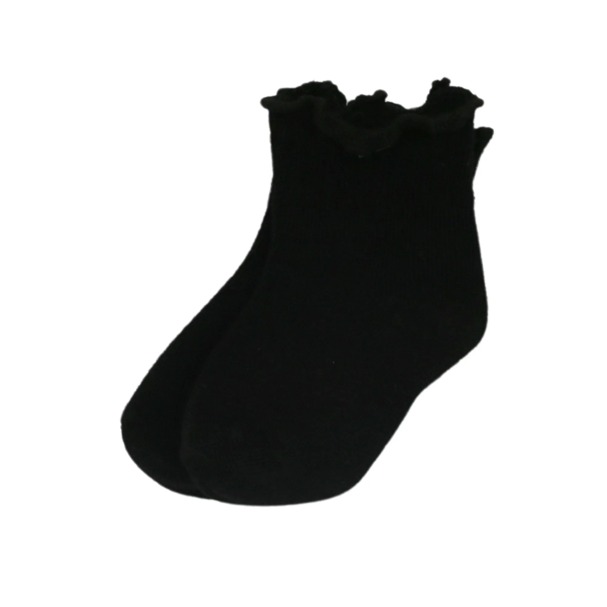 Scalloped Rib Socks - Black