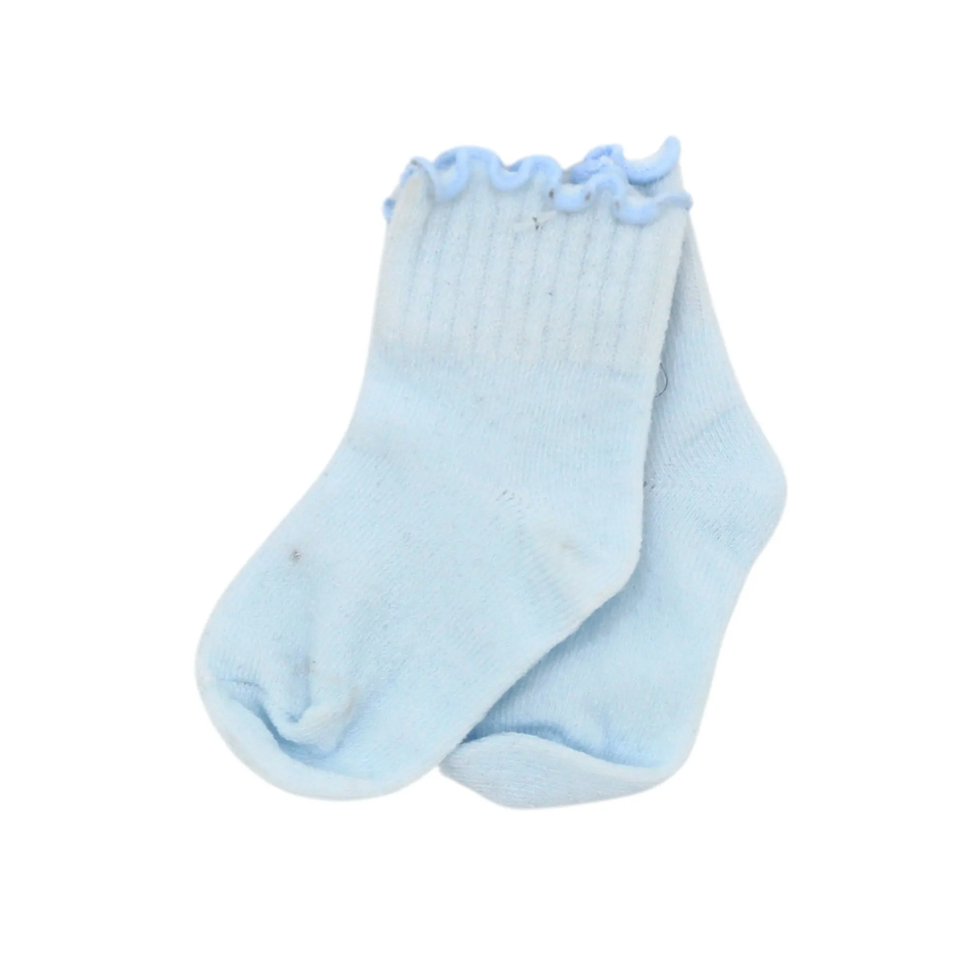 Scalloped Rib Socks - Light Blue