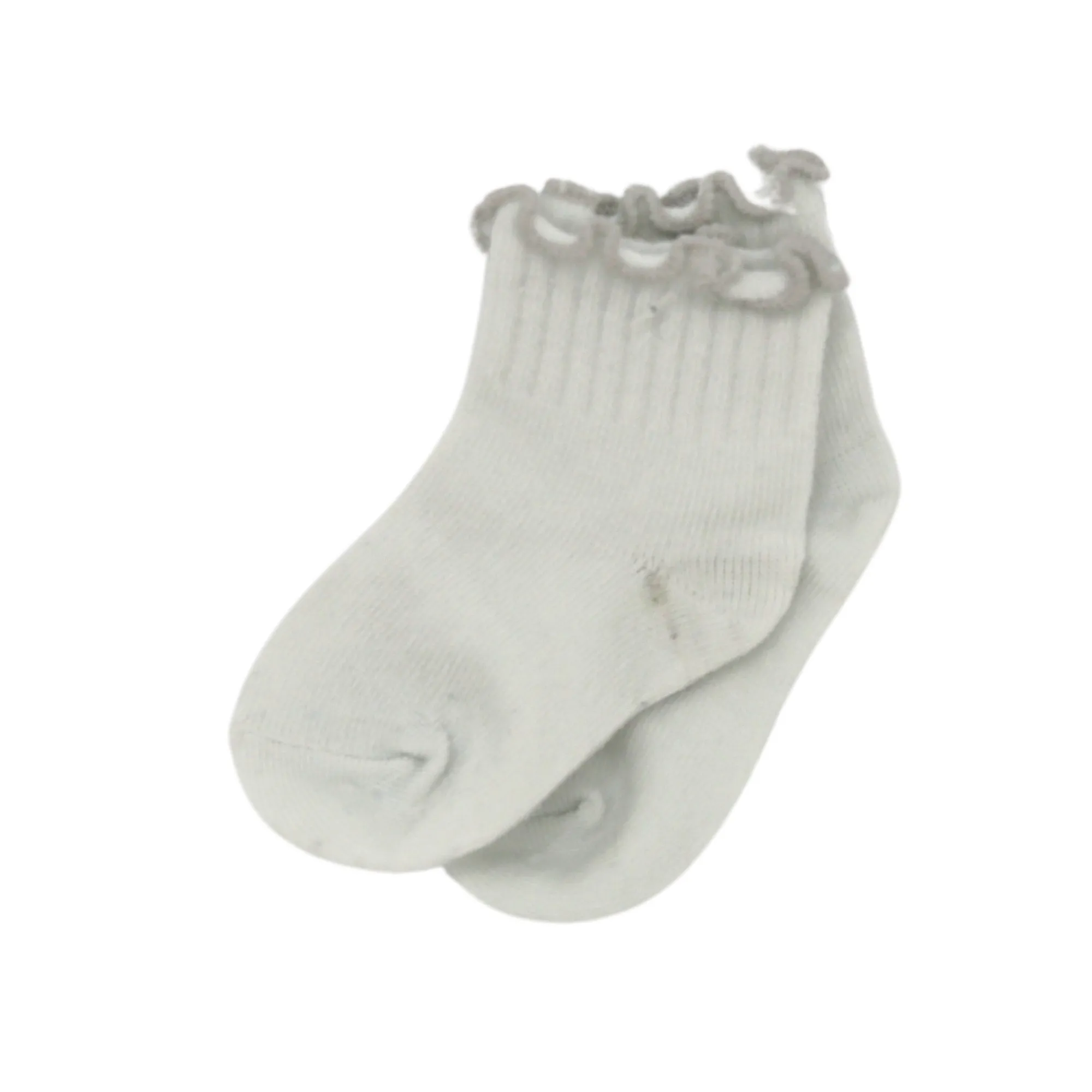 Scalloped Rib Socks - Light Grey