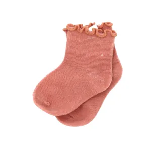 Scalloped Rib Socks - Rouge