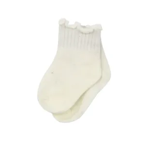 Scalloped Rib Socks - White