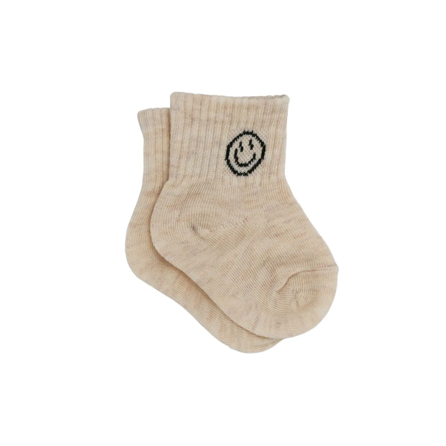 Smiling Face Socks - Beige