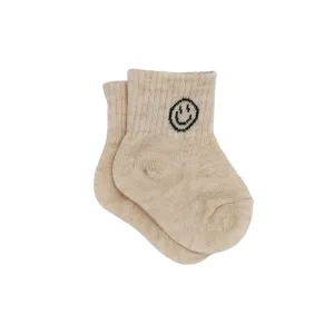Smiling Face Socks - Beige