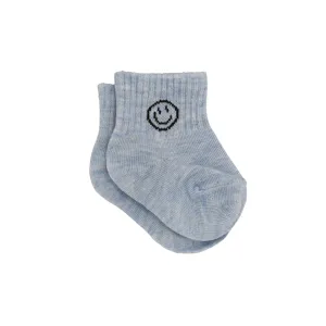 Smiling Face Socks - Light Blue