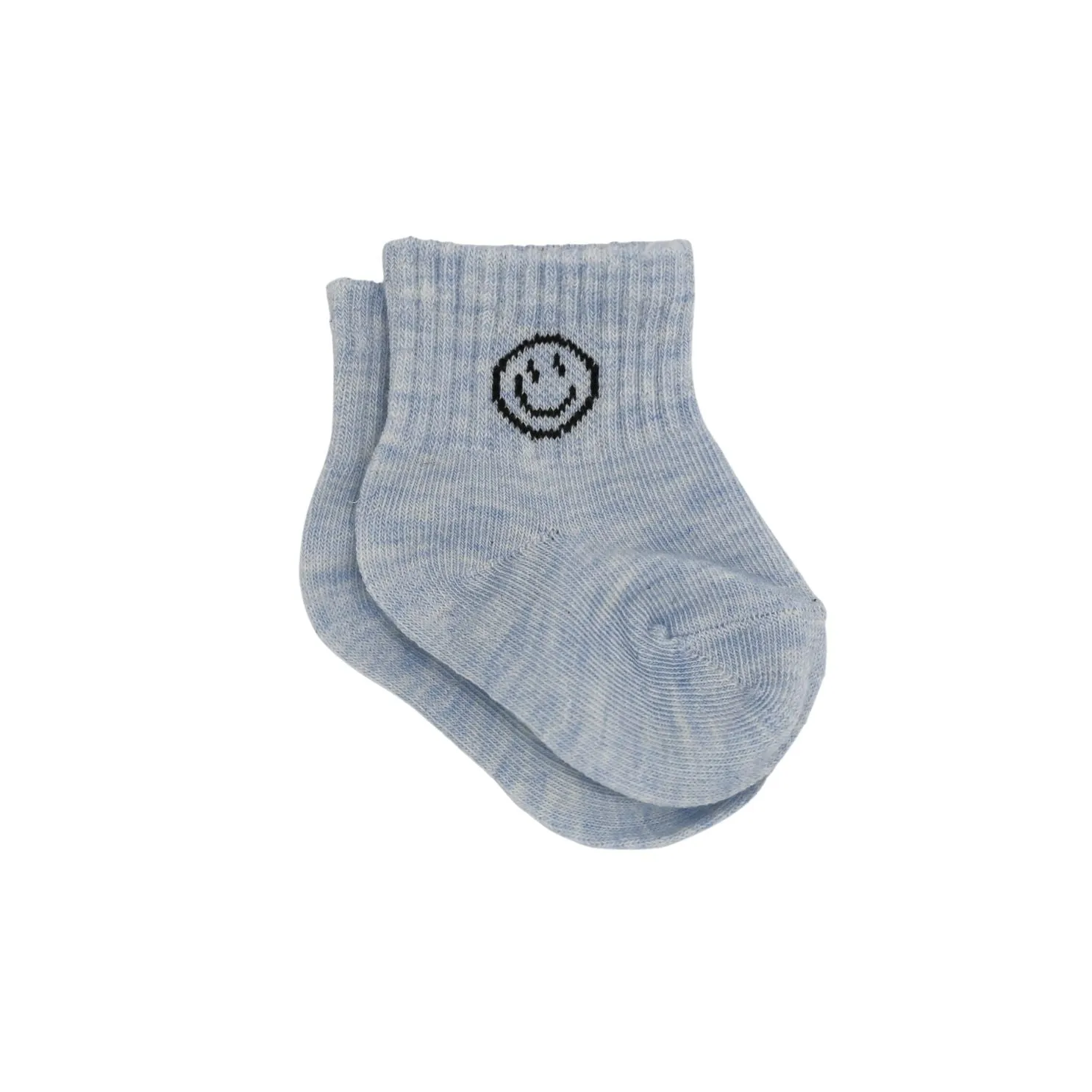 Smiling Face Socks - Light Blue