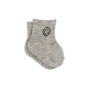 Smiling Face Socks - Light Grey