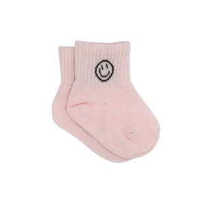 Smiling Face Socks - Light Pink