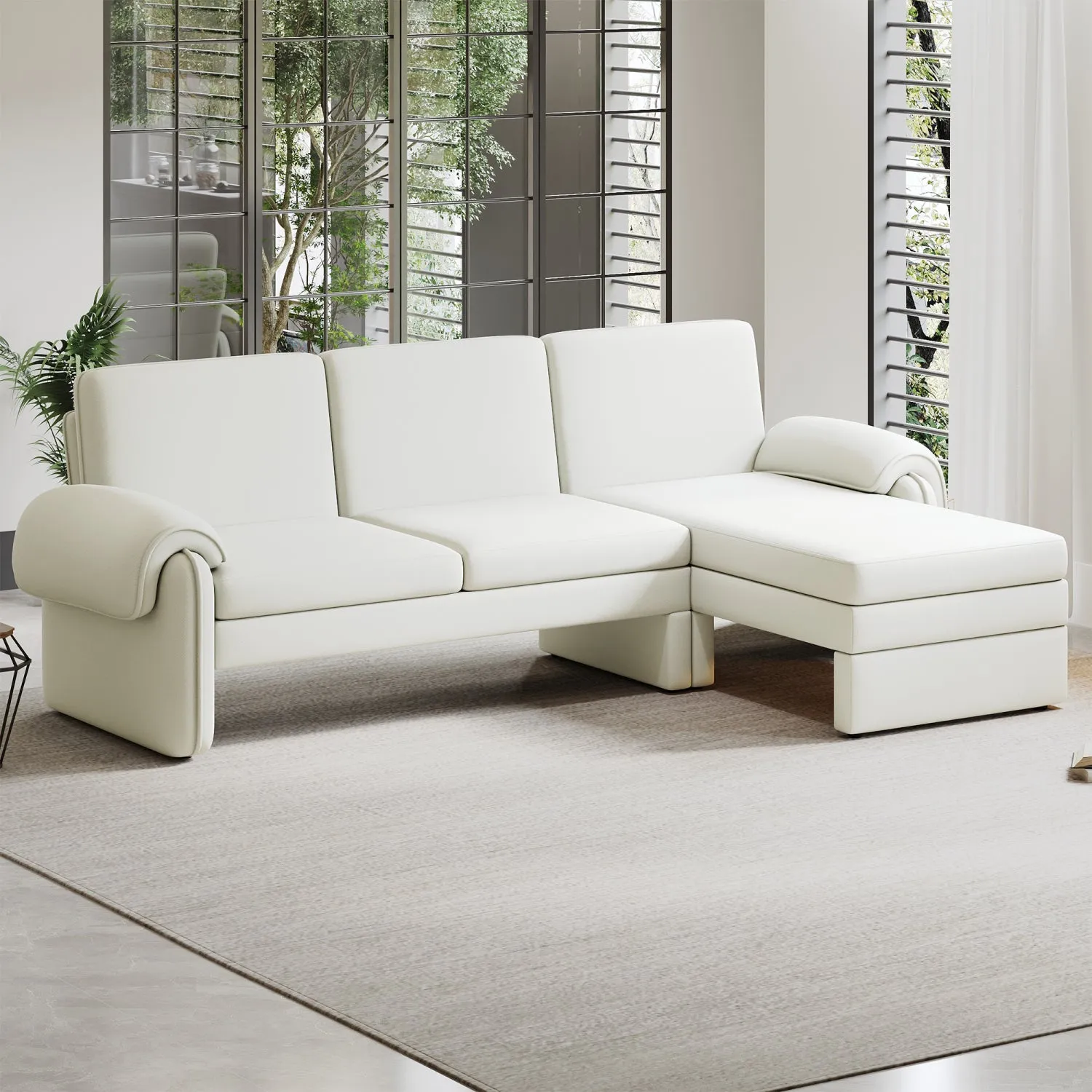 Streamdale 94" Convertible Futon Sofa Bed w/ Chaise & Pillows