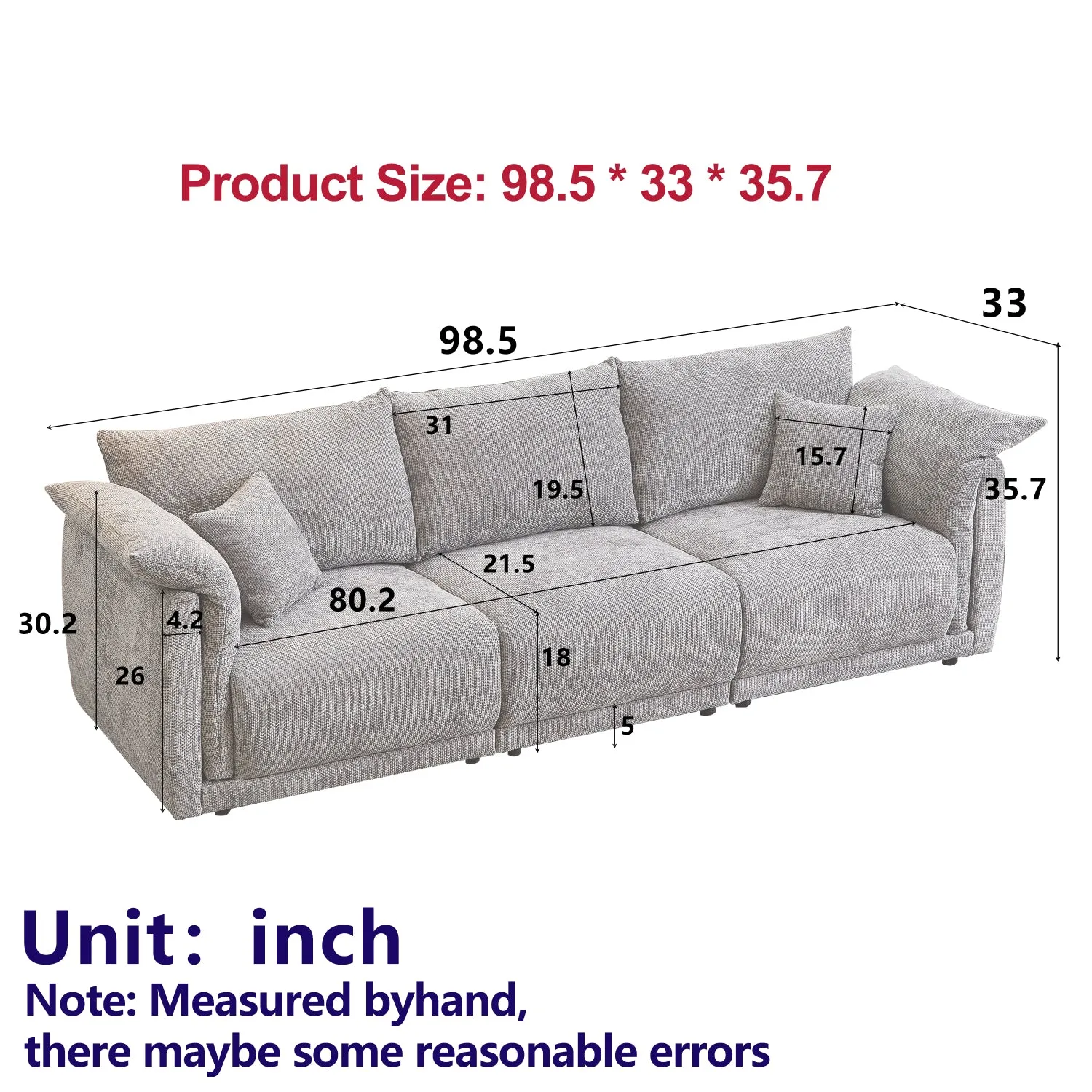 Streamdale 98.5" Green Linen Sofa with Pillows