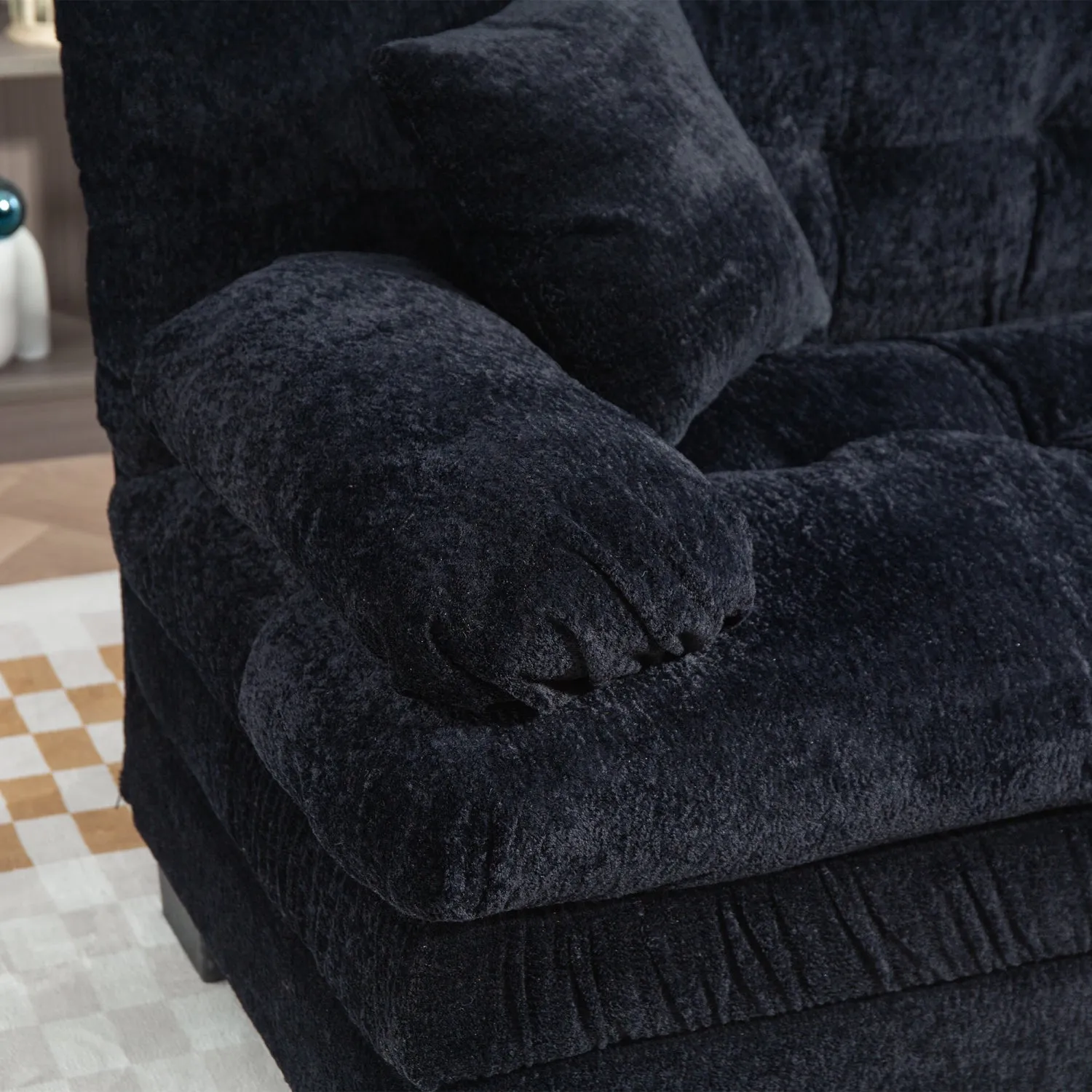 Streamdale Black Chenille Sectional Sofa Sleeper