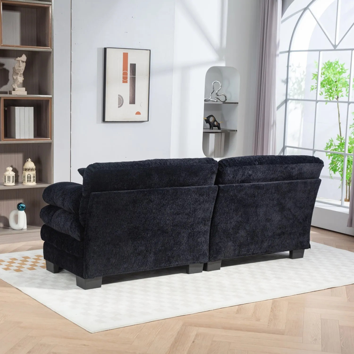 Streamdale Black Chenille Sectional Sofa Sleeper
