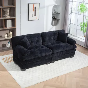 Streamdale Black Chenille Sectional Sofa Sleeper