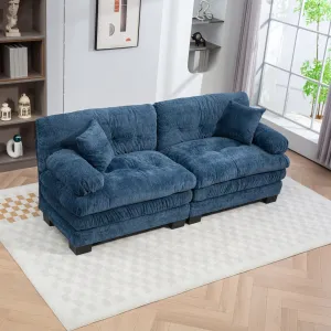 Streamdale Blue Chenille Sectional Sofa Sleeper