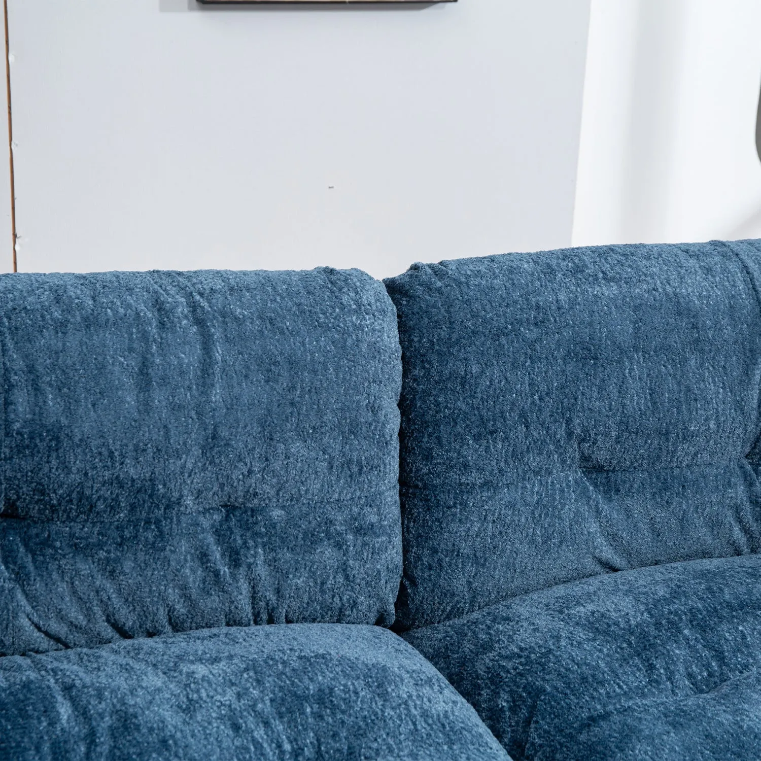 Streamdale Blue Chenille Sectional Sofa Sleeper