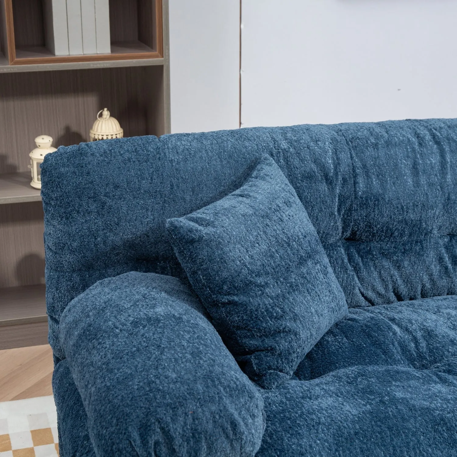 Streamdale Blue Chenille Sectional Sofa Sleeper
