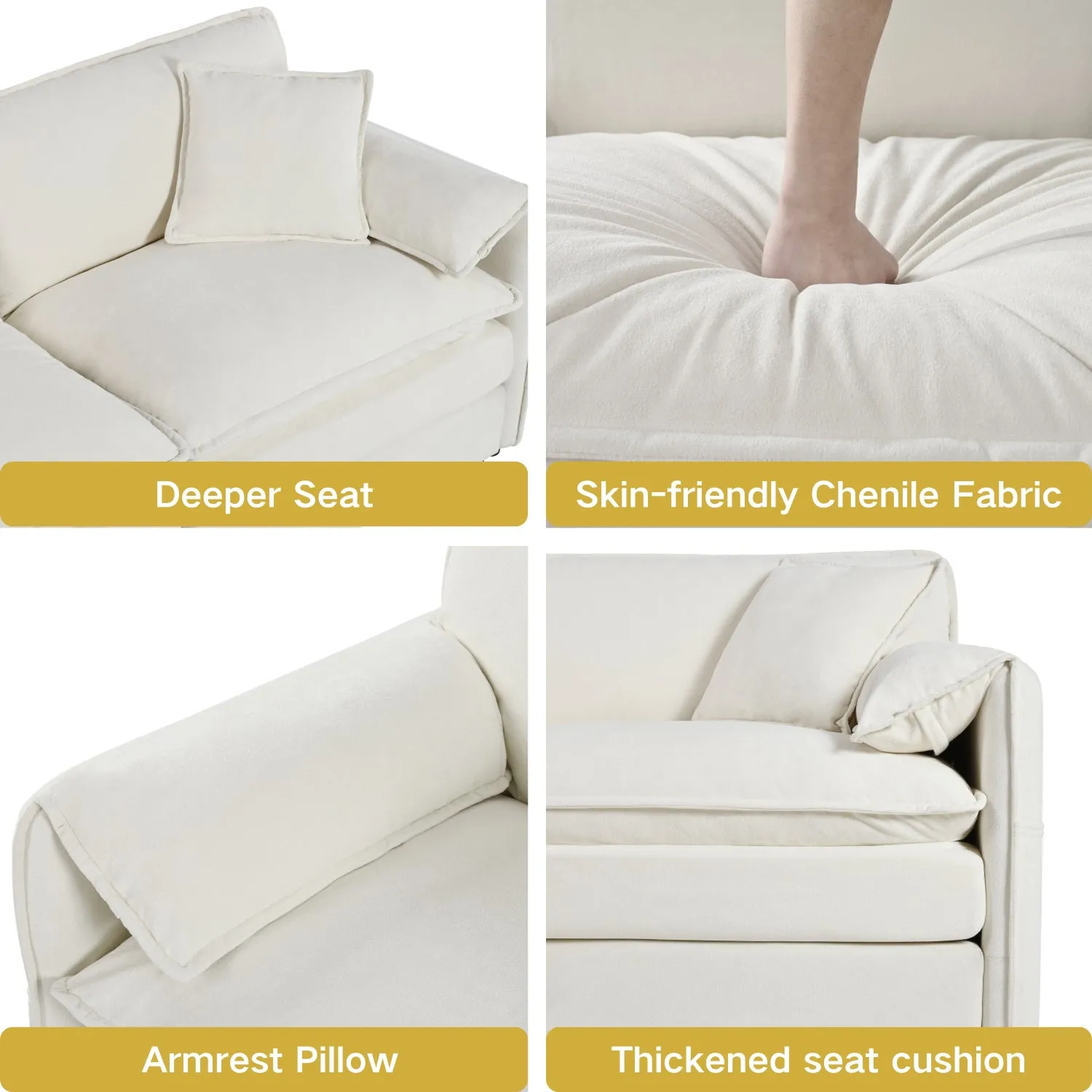 Streamdale Cloud Sofa Sectional w/ Ottomans & Pillows, Beige