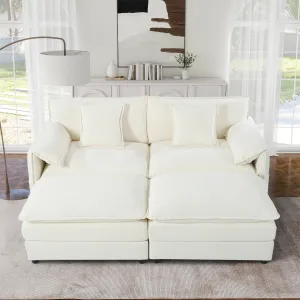 Streamdale Cloud Sofa Sectional w/ Ottomans & Pillows, Beige
