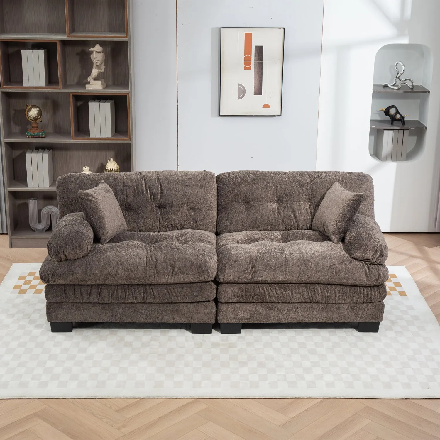 Streamdale Gray Chenille Sectional Sofa Sleeper